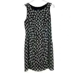 Adrianna Papell Black & White Ruffle High Neck Dress Size 12